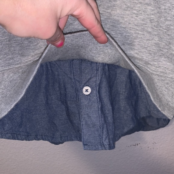 Free Assembly grey sweater with faux denim undershirt - Picture 3 of 5